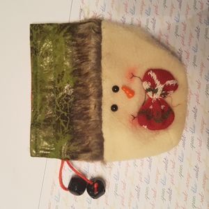 🎅🏼2/15$ Snowman Christmas Bag Christmas Sock 6"x6" In. (Red/beige